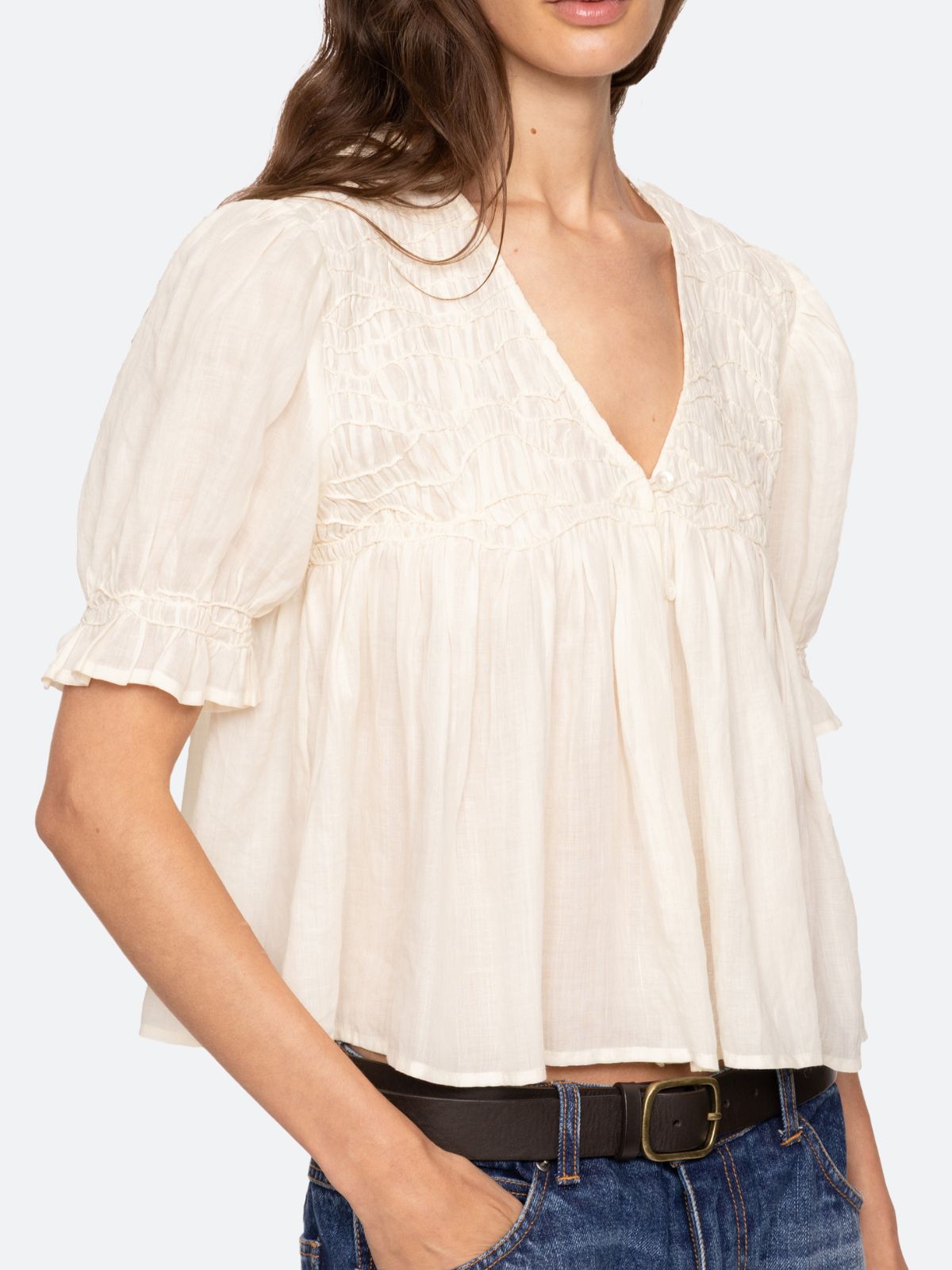 Imogen Short Sleeves Top - Cream
