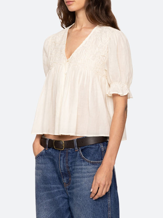 Imogen Short Sleeves Top - Cream