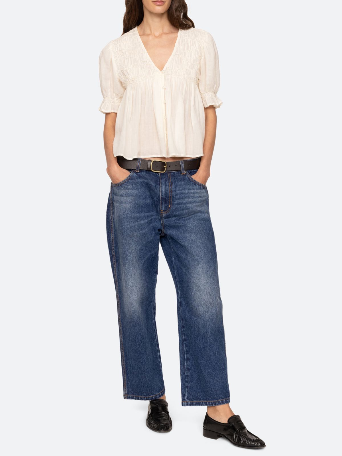 Imogen Short Sleeves Top - Cream