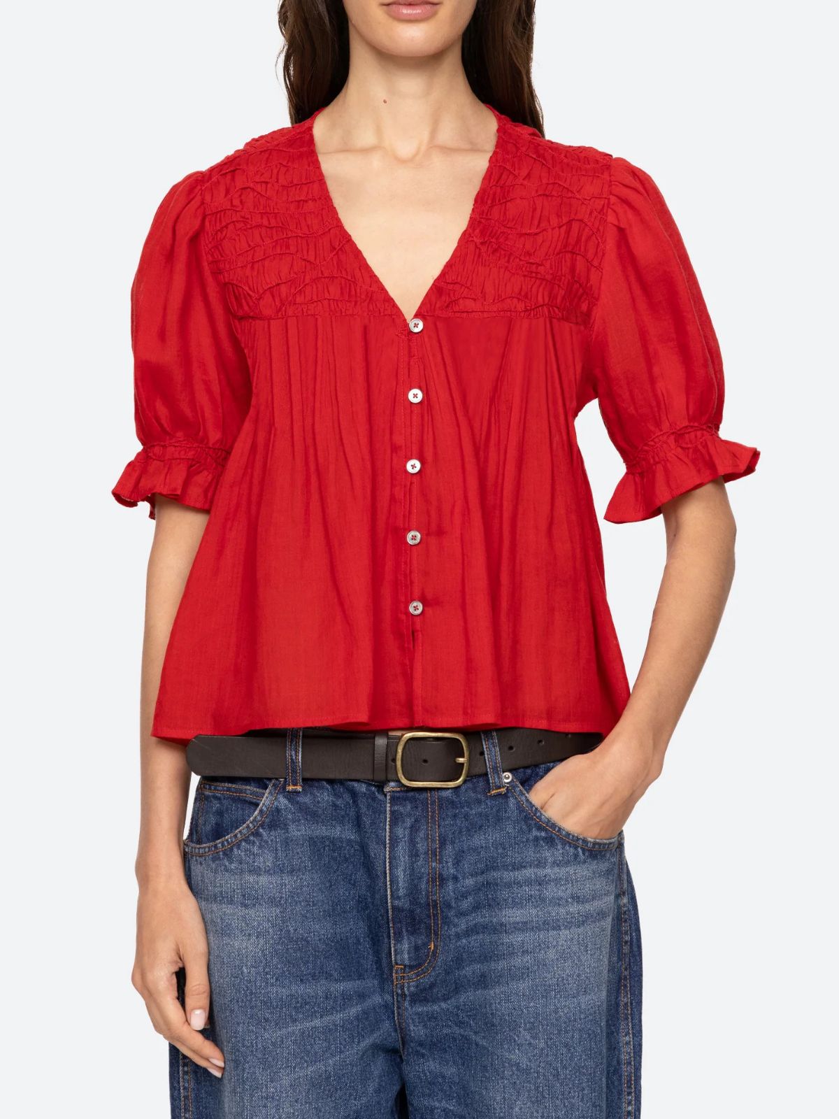 Imogen Short Sleeves Top - Red