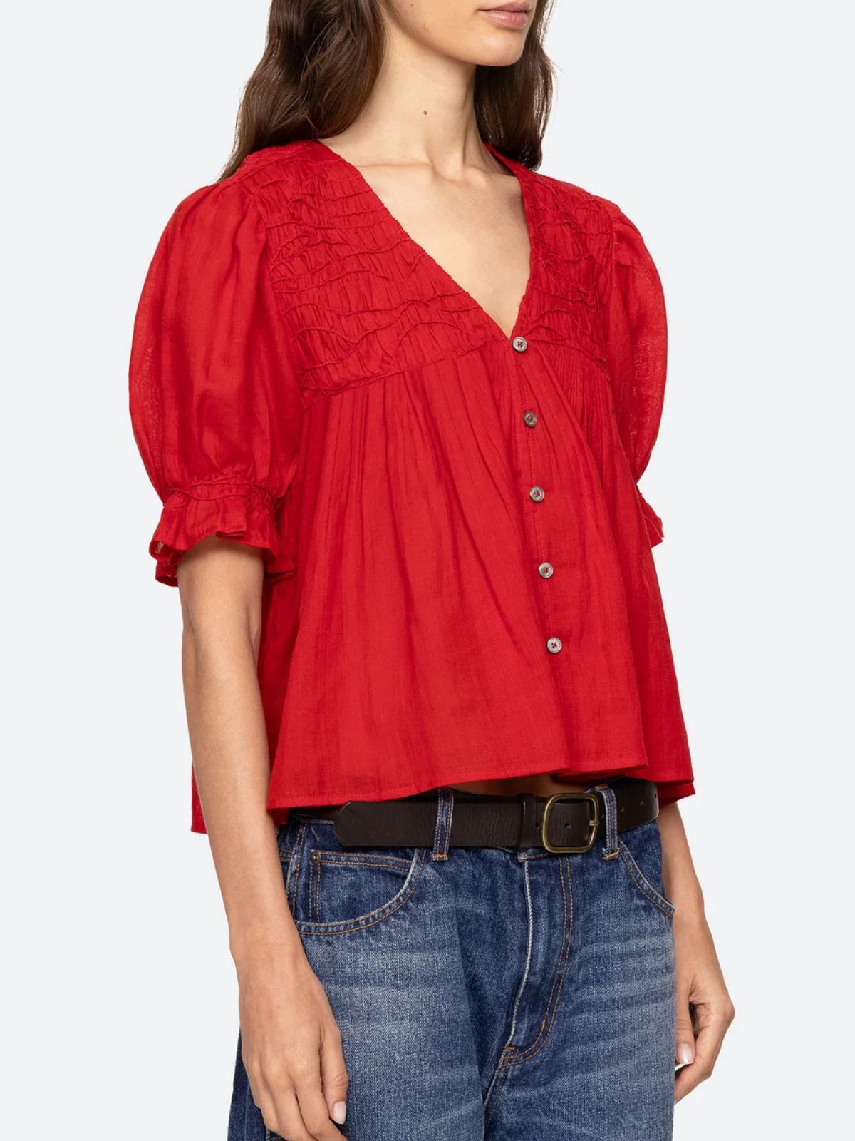 Imogen Short Sleeves Top - Red