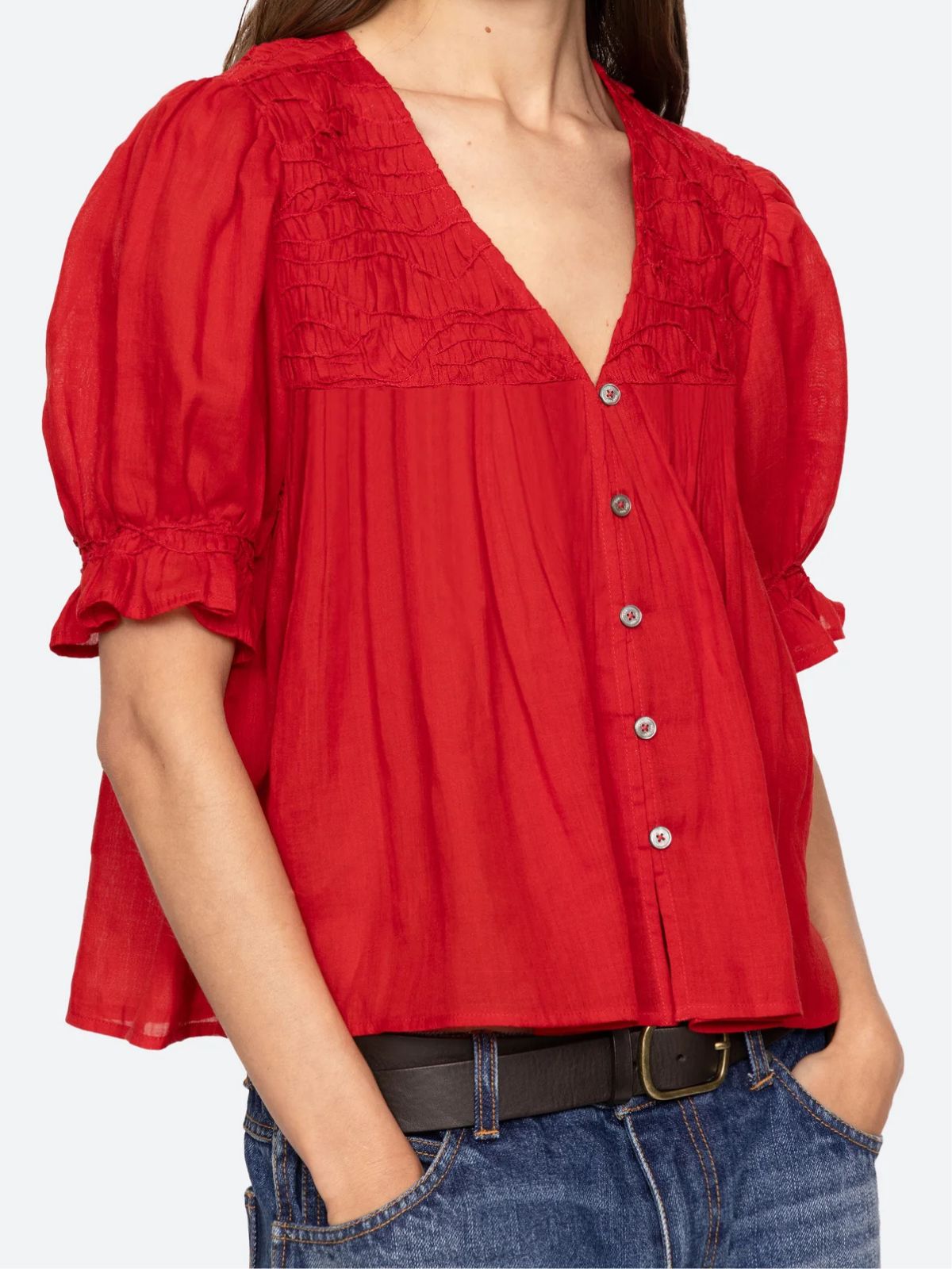 Imogen Short Sleeves Top - Red