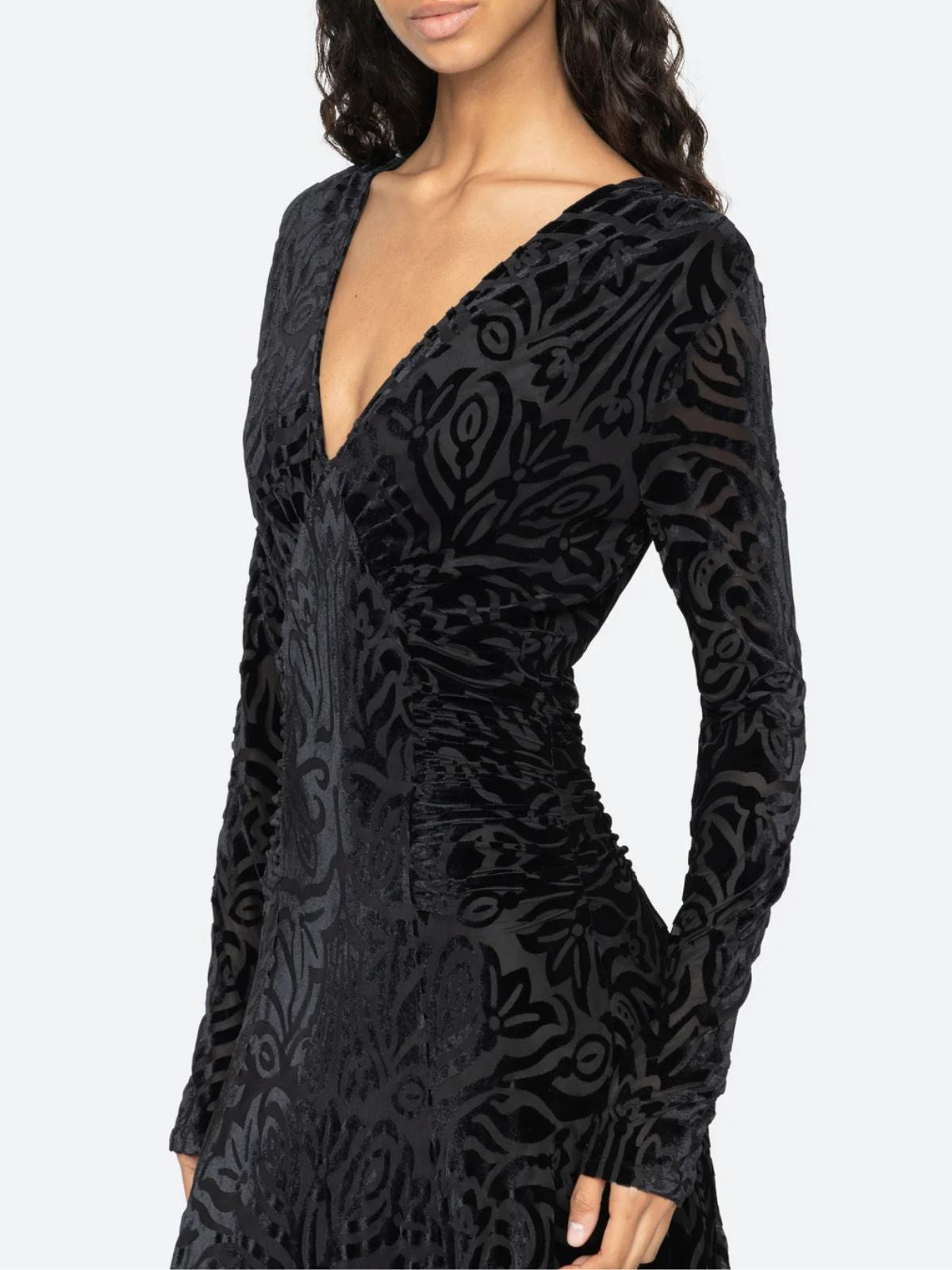 Julie Burnout Velvet Dress - Black