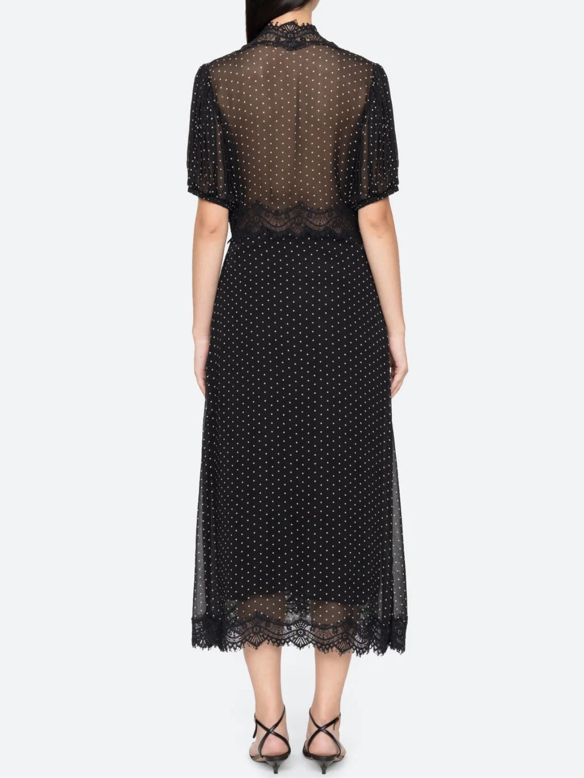 Melody Polka Dot Puff Sleeve Dress - Black