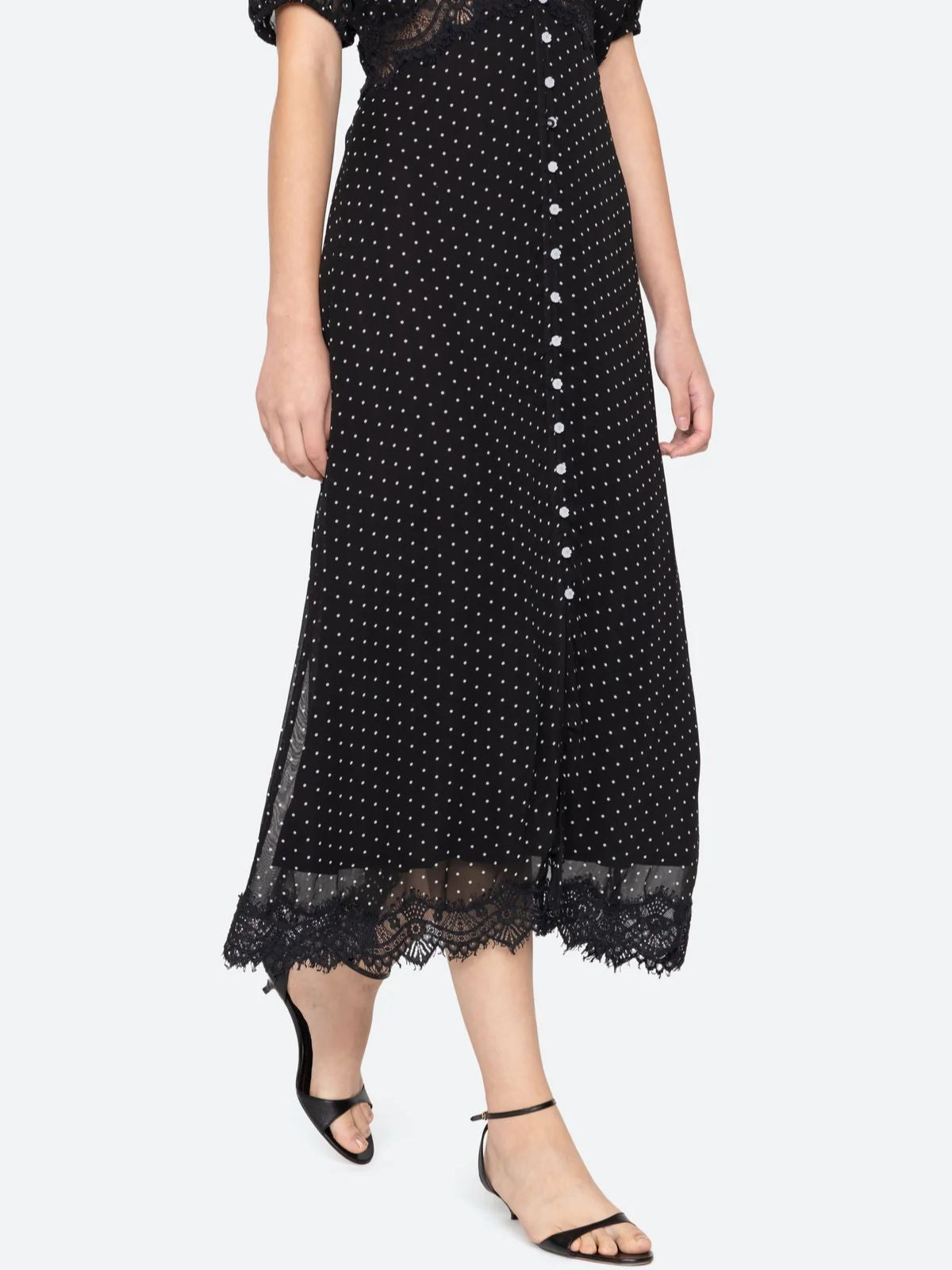 Melody Polka Dot Puff Sleeve Dress - Black