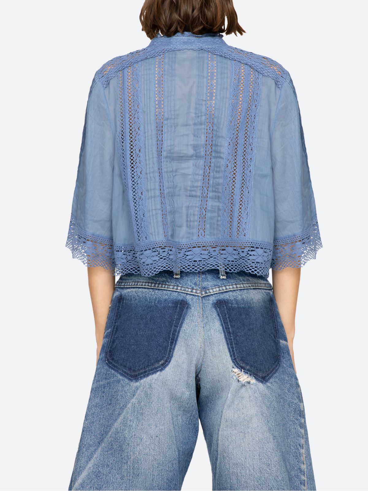 Pippa Embroidered  Top - Blue