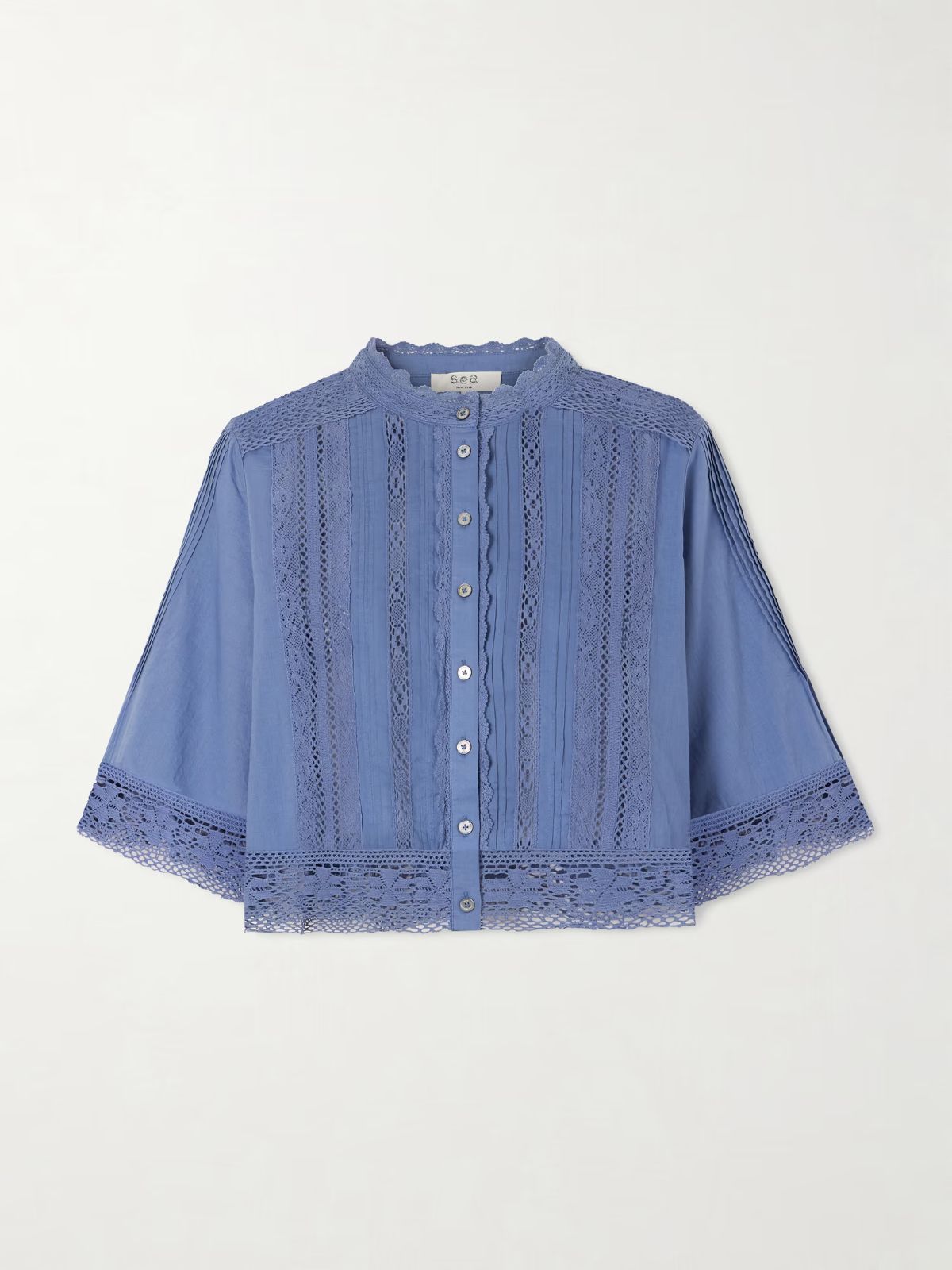 Pippa Embroidered  Top - Blue