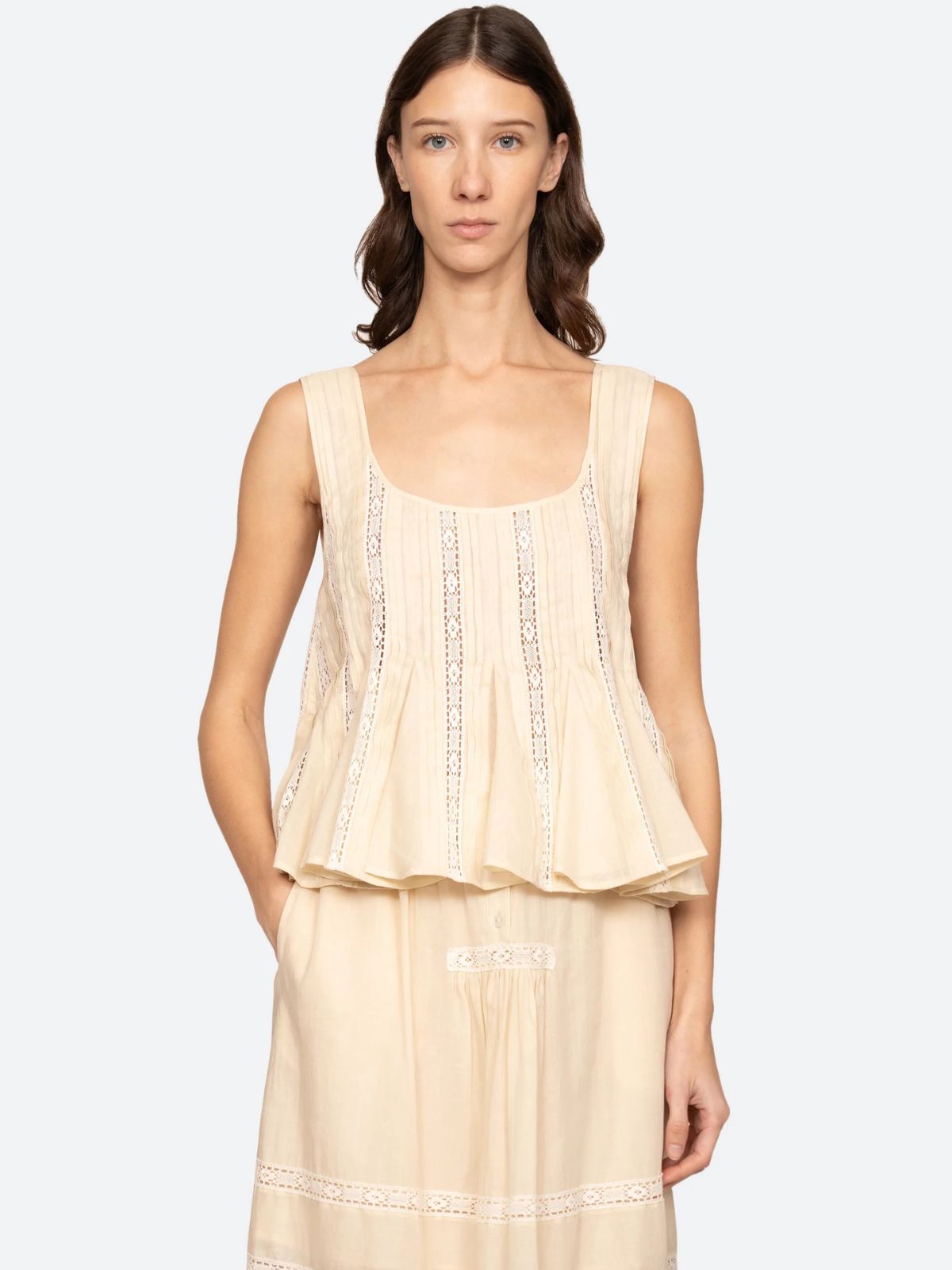 Pippa Embridered Vest Top - Butter