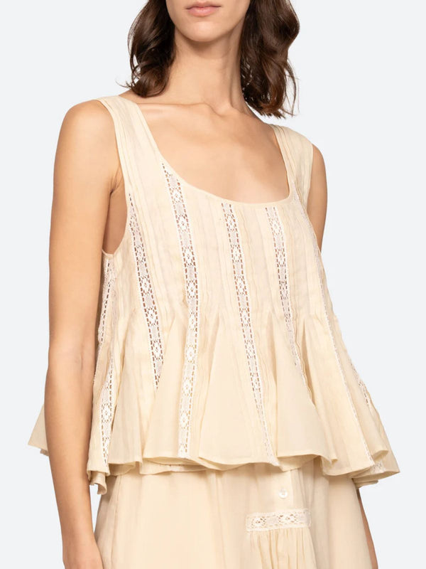 Pippa Embridered Vest Top - Butter