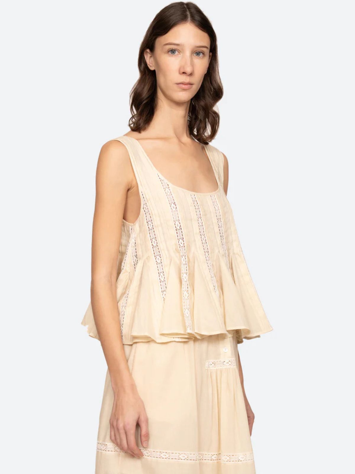 Pippa Embridered Vest Top - Butter