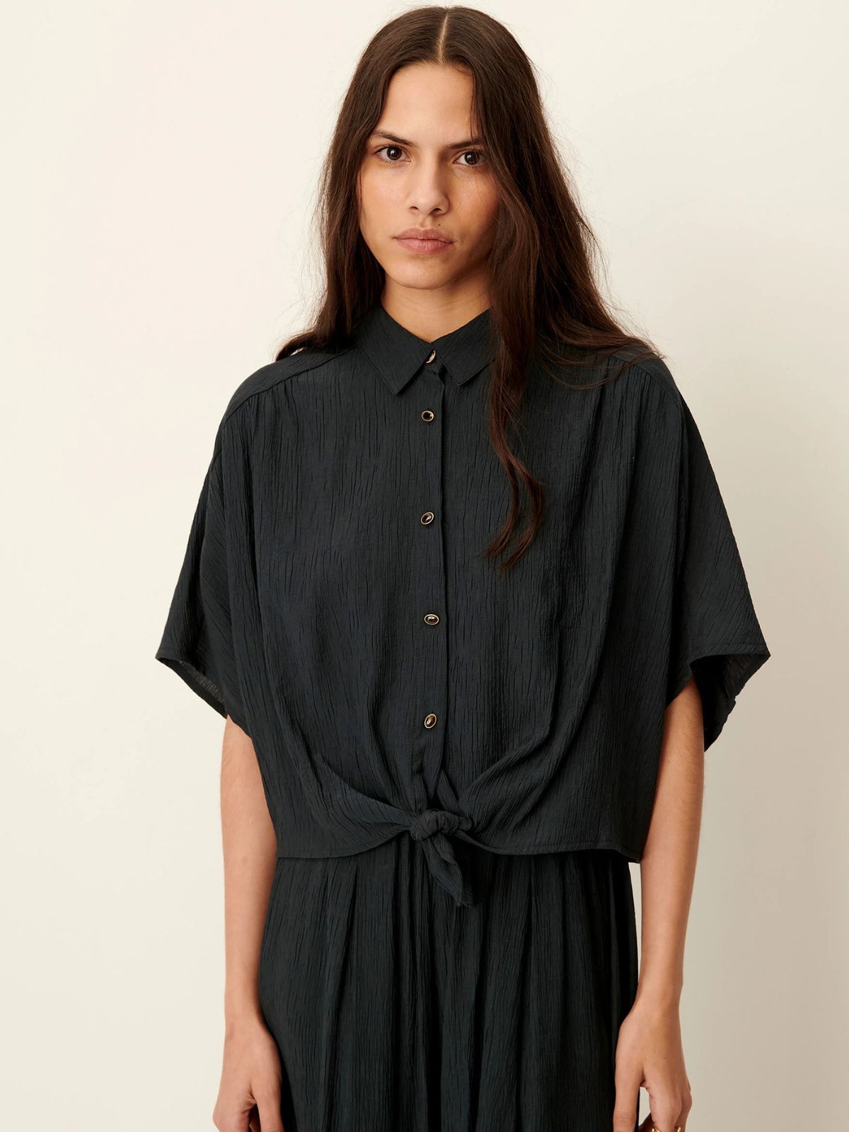 Alfassa Short Knotted Shirt - Smoke Green