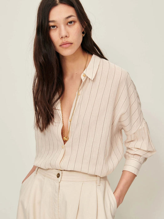 Botan Pinstripe Shirt - Sandblack