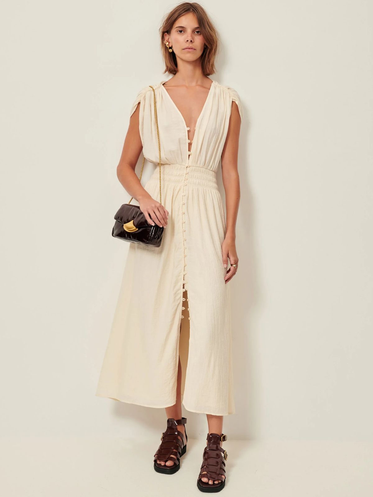 Iris Fashion - SESSUN - Galiane Smocked Dress - Cream