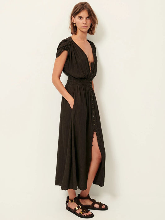 Galiane Smocked Dress - Black