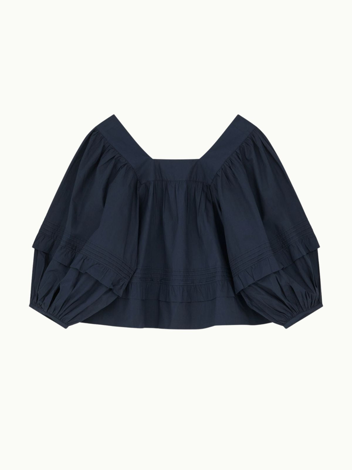 Alice Ballon Sleeves Blouse - Navy