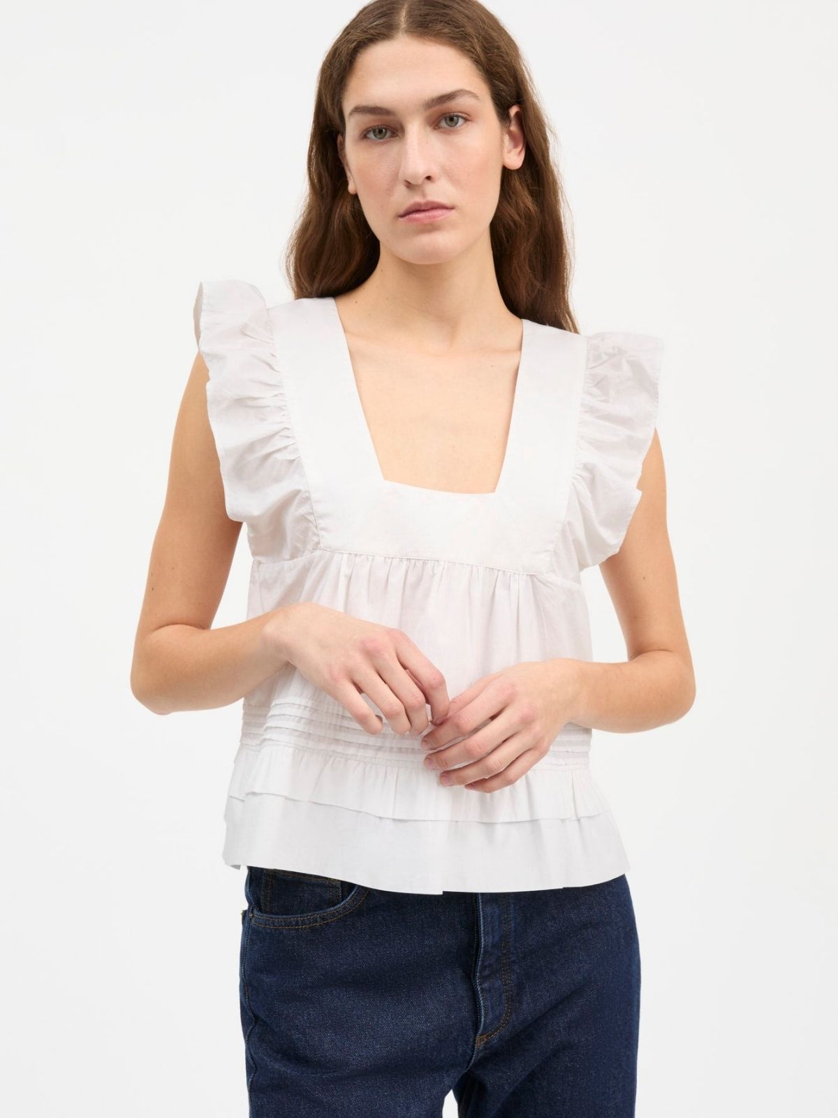 Iris Fashion - SKALL STUDIO - Alice Ruffle Vest Top - White