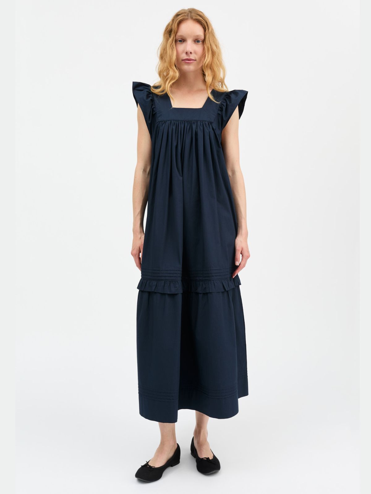 Alina Ruffle Dress - Navy