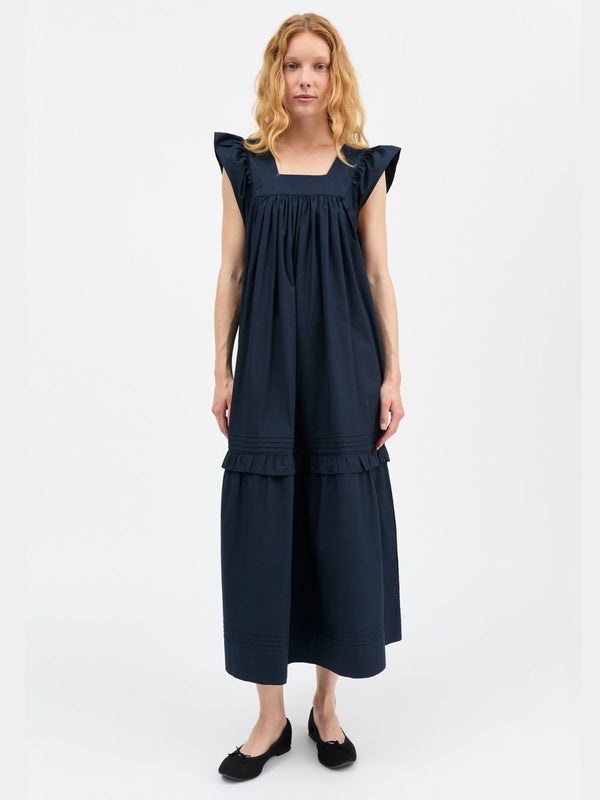 Alina Ruffle Dress - Navy