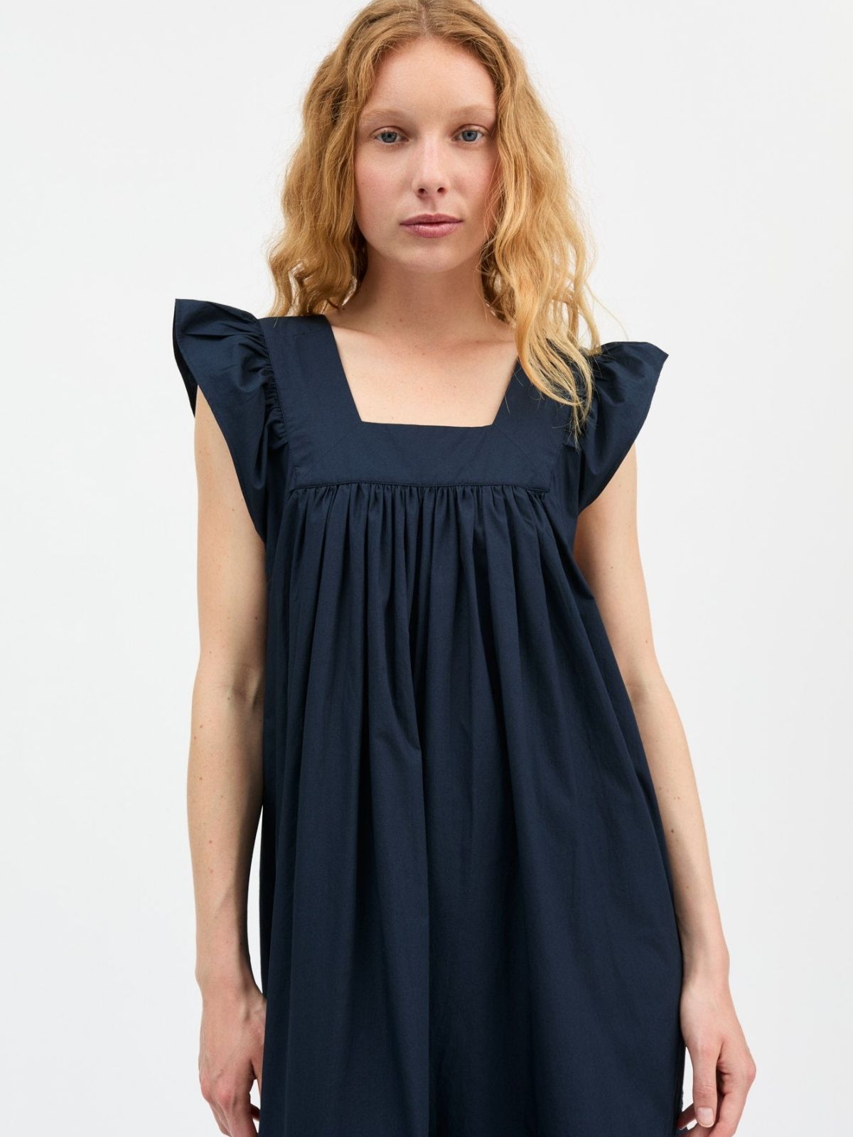 Alina Ruffle Dress - Navy