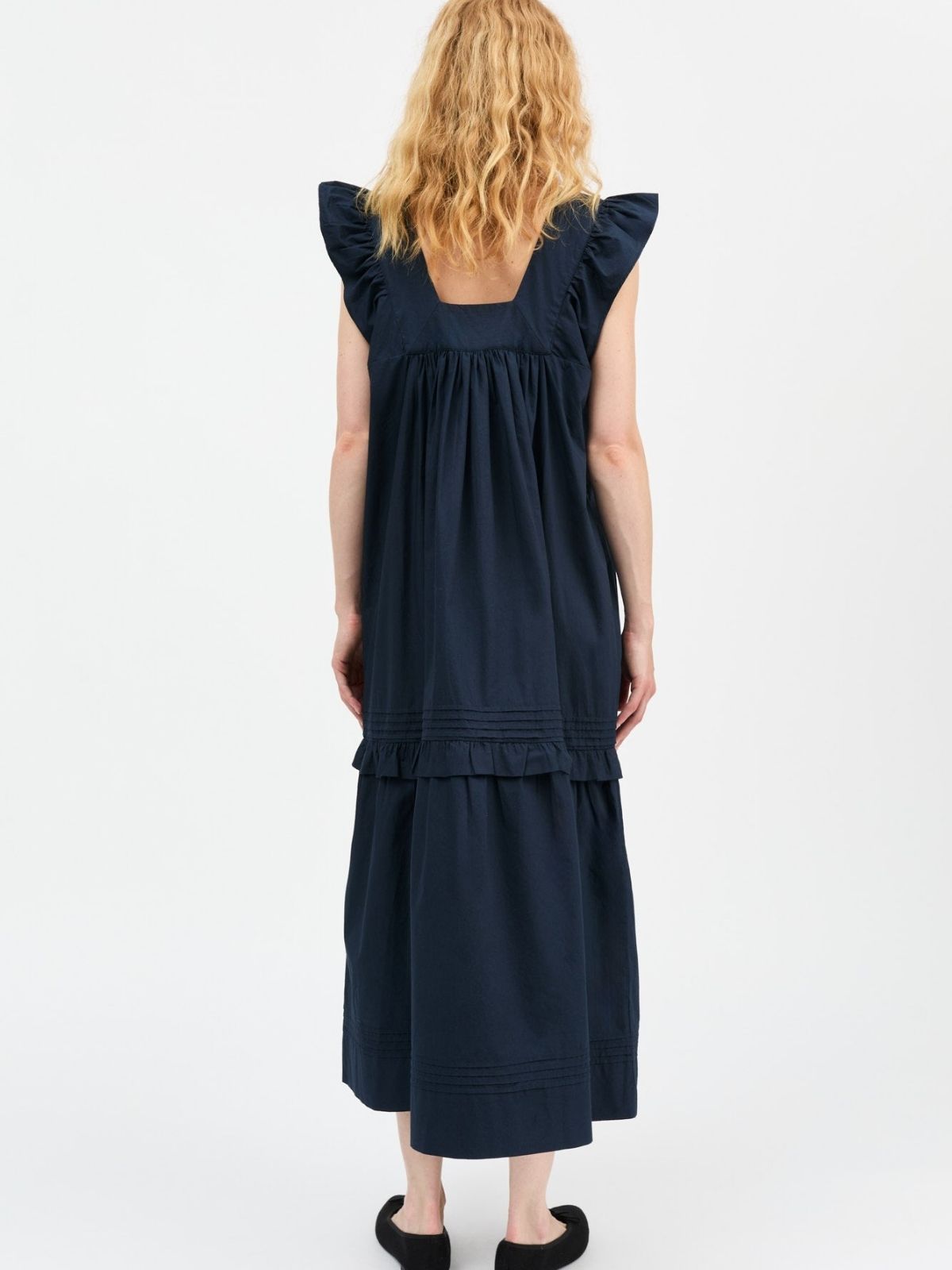 Alina Ruffle Dress - Navy