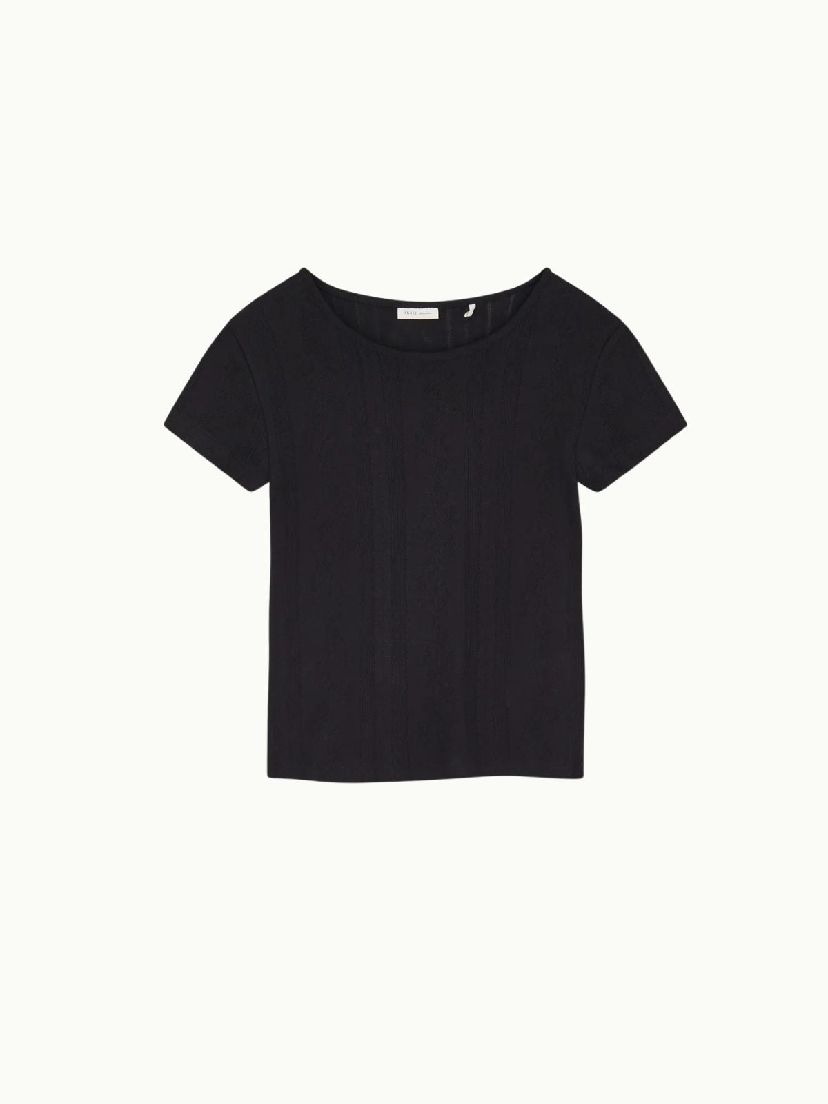 Anna Pointelle T- Shirt - Black