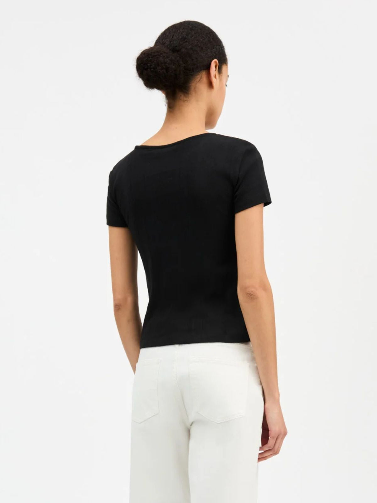 Anna Pointelle T- Shirt - Black