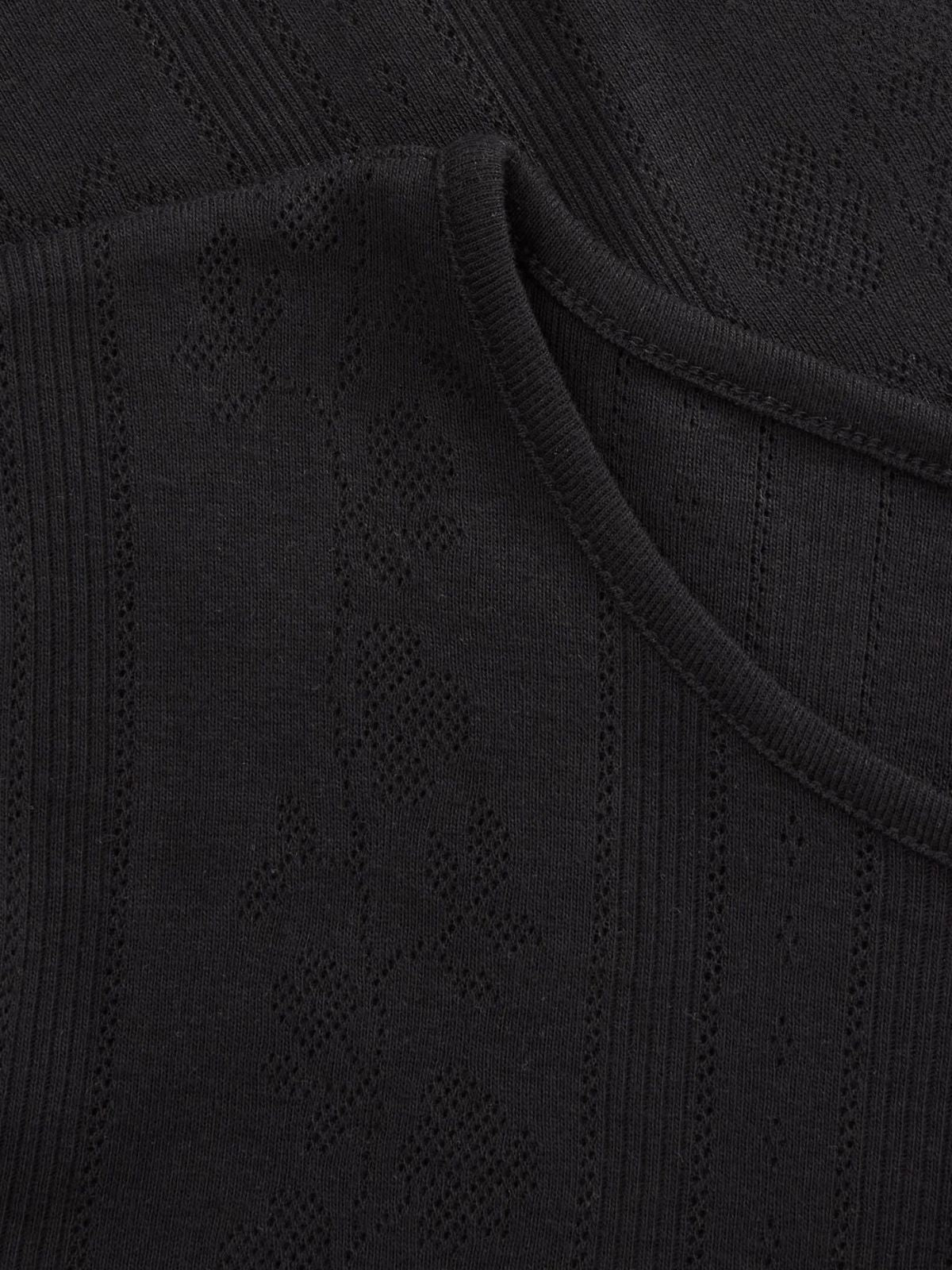 Anna Pointelle T- Shirt - Black