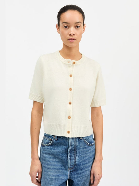 Carmine Short Sleeve Cardigan - White
