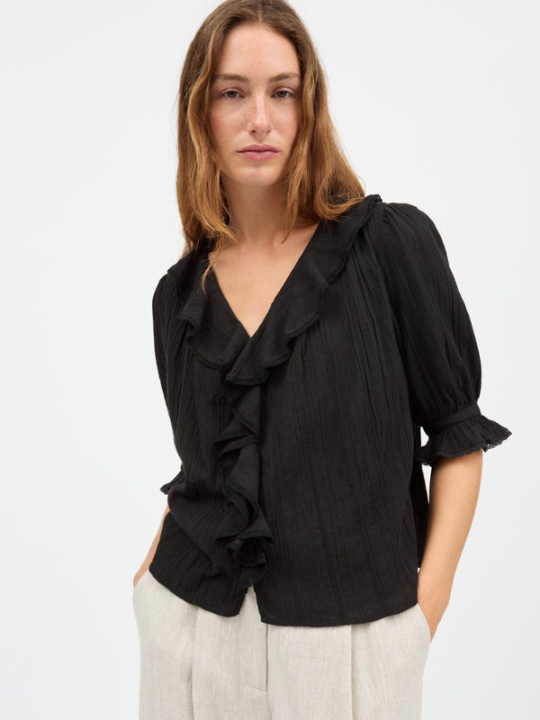 Clea Ruffle Blouse Blouse - Black