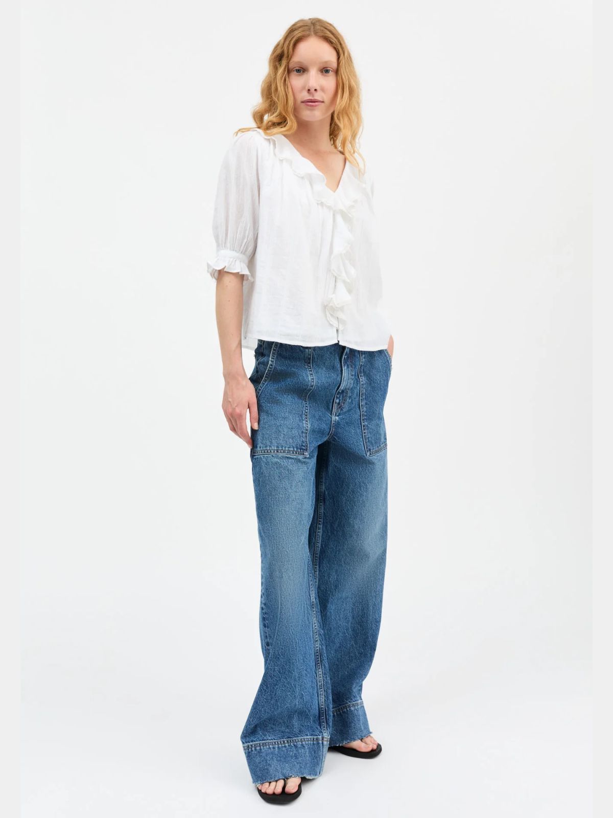 Clea Ruffle Blouse - White