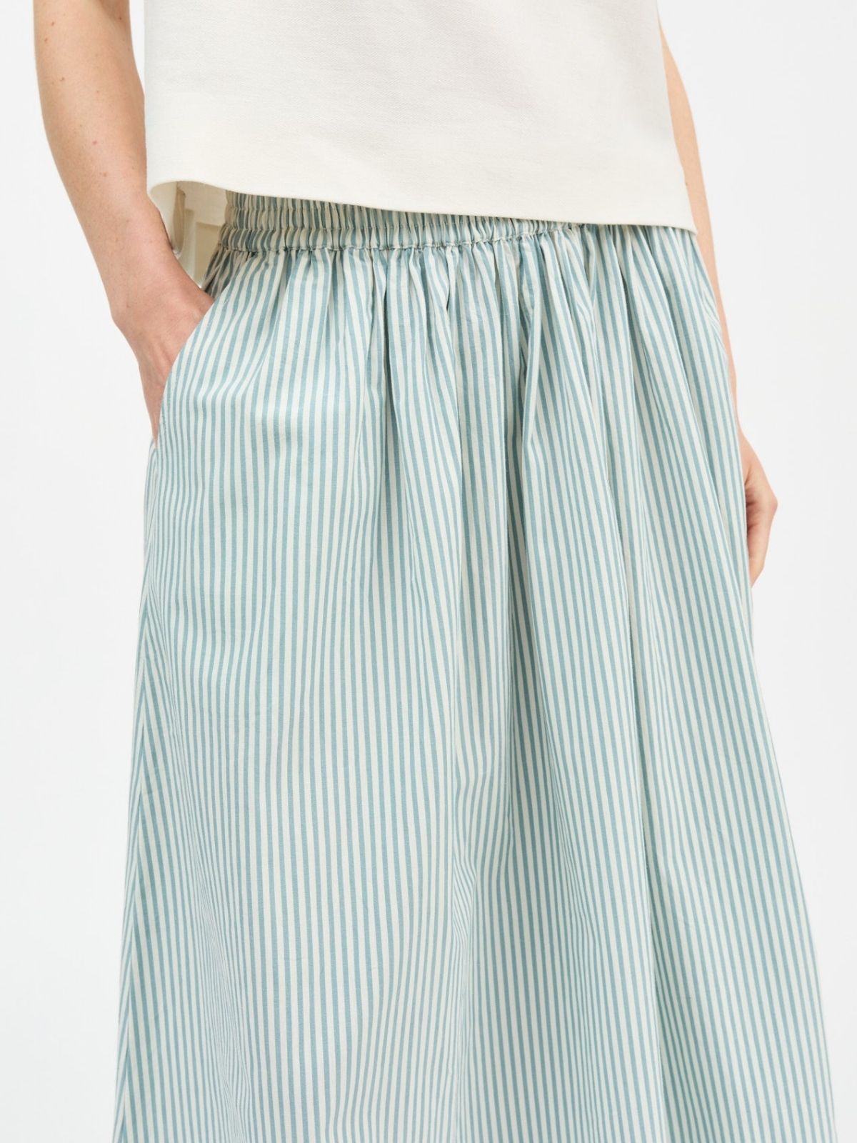 Dagny Stripe Skirt - Aqua & White