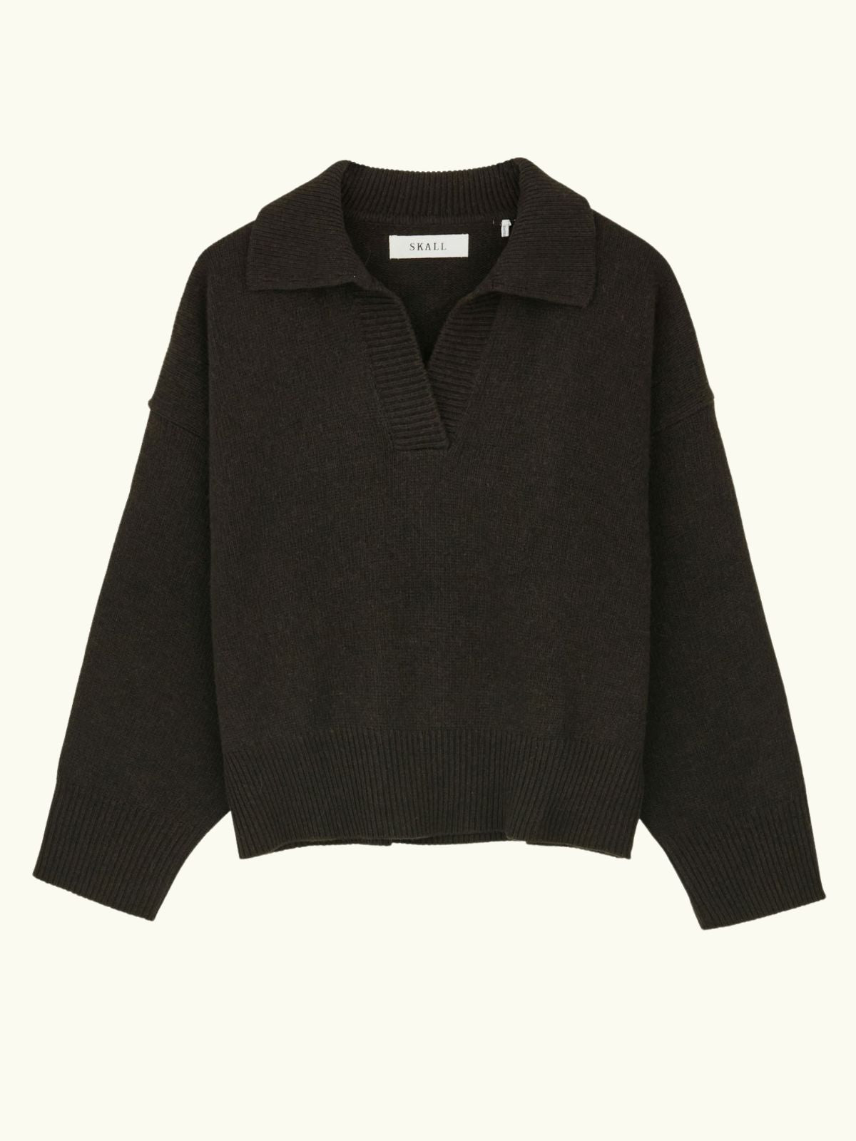 Dean Polo V-Neck Jumper - Dark Brown