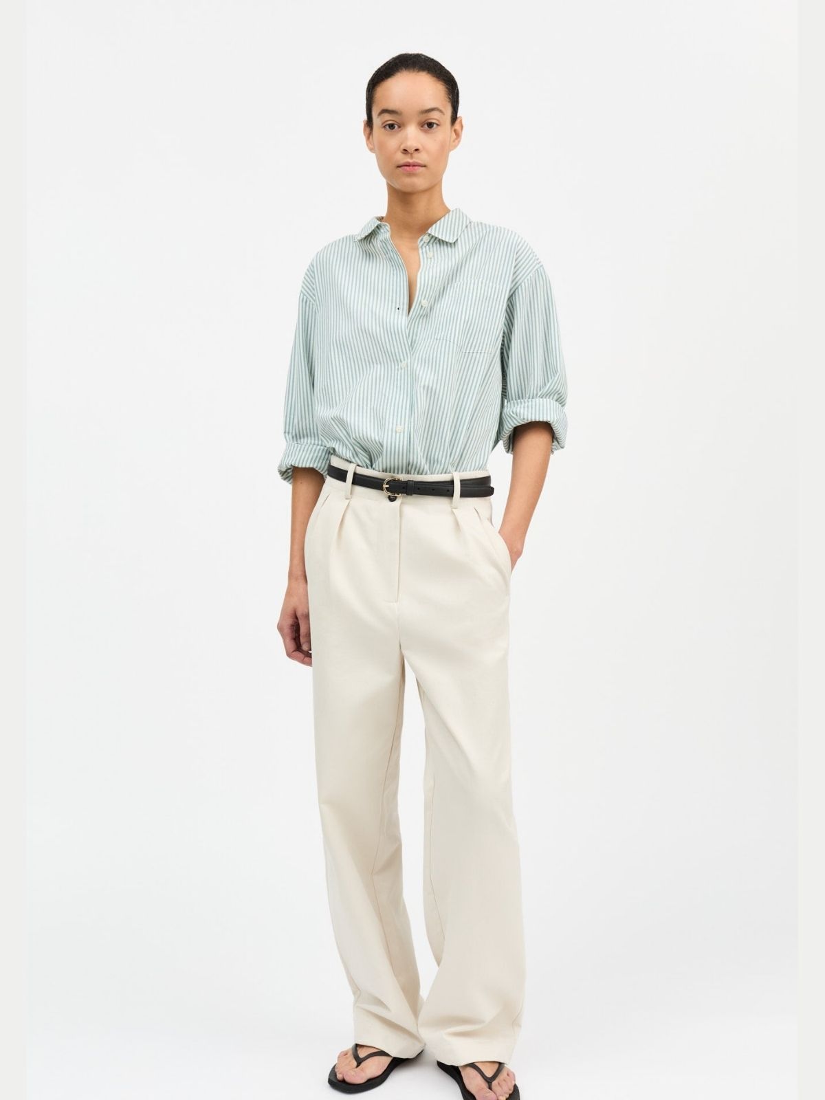 Edgar Stripe  Shirt - Aqua & White