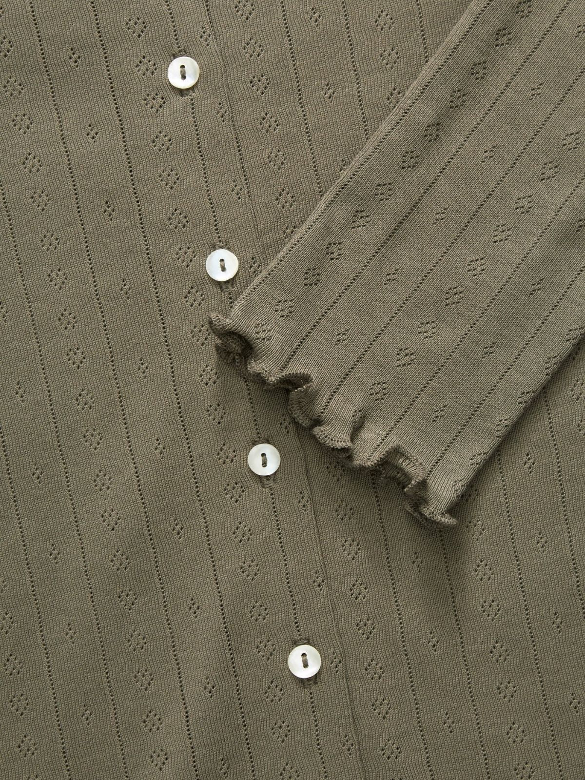 Edie Pointelle Cardigan - Olive