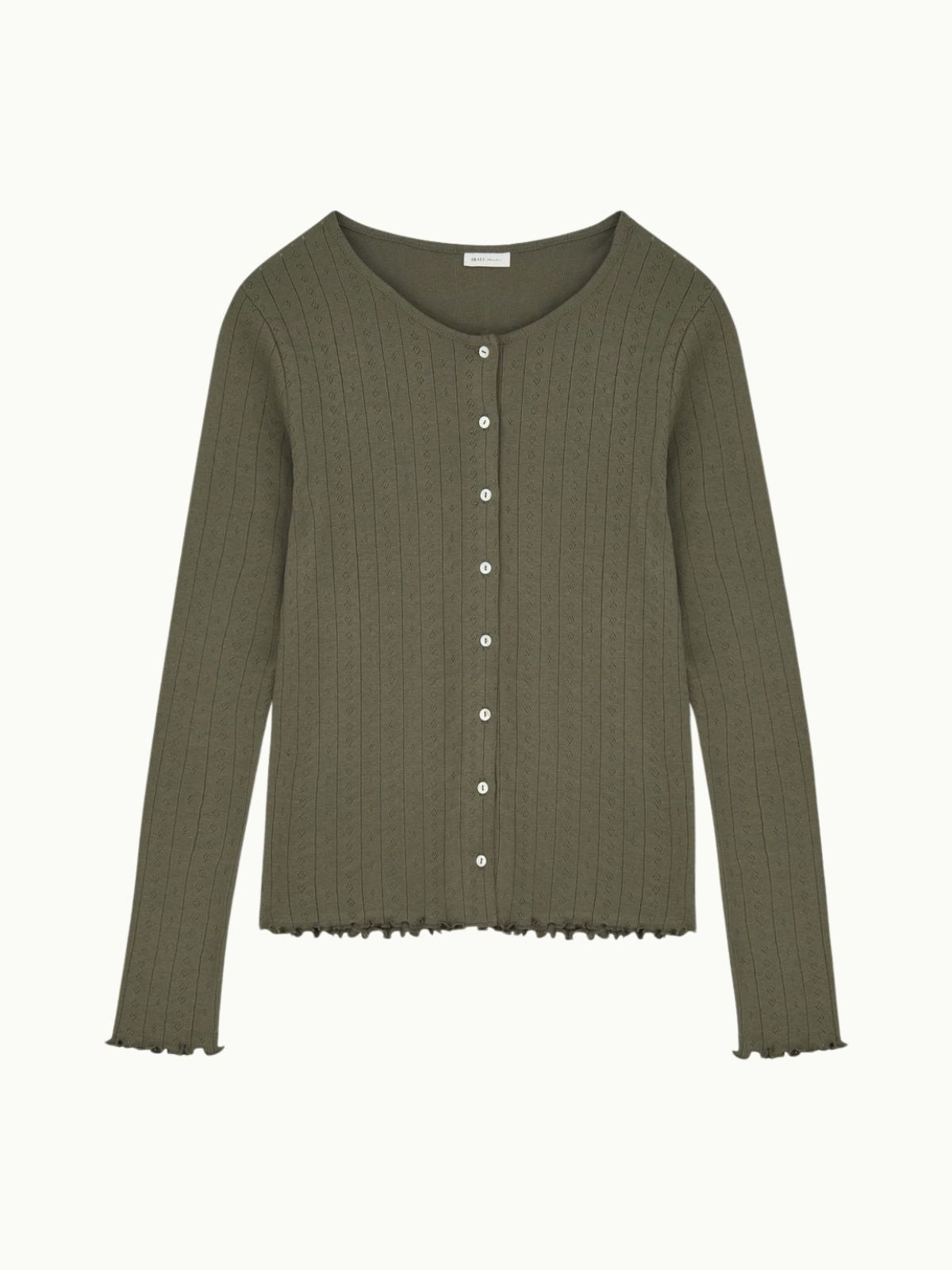 Edie Pointelle Cardigan - Olive