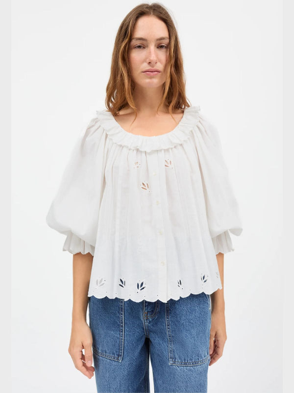 Fleurie Frill Collar Blouse - White