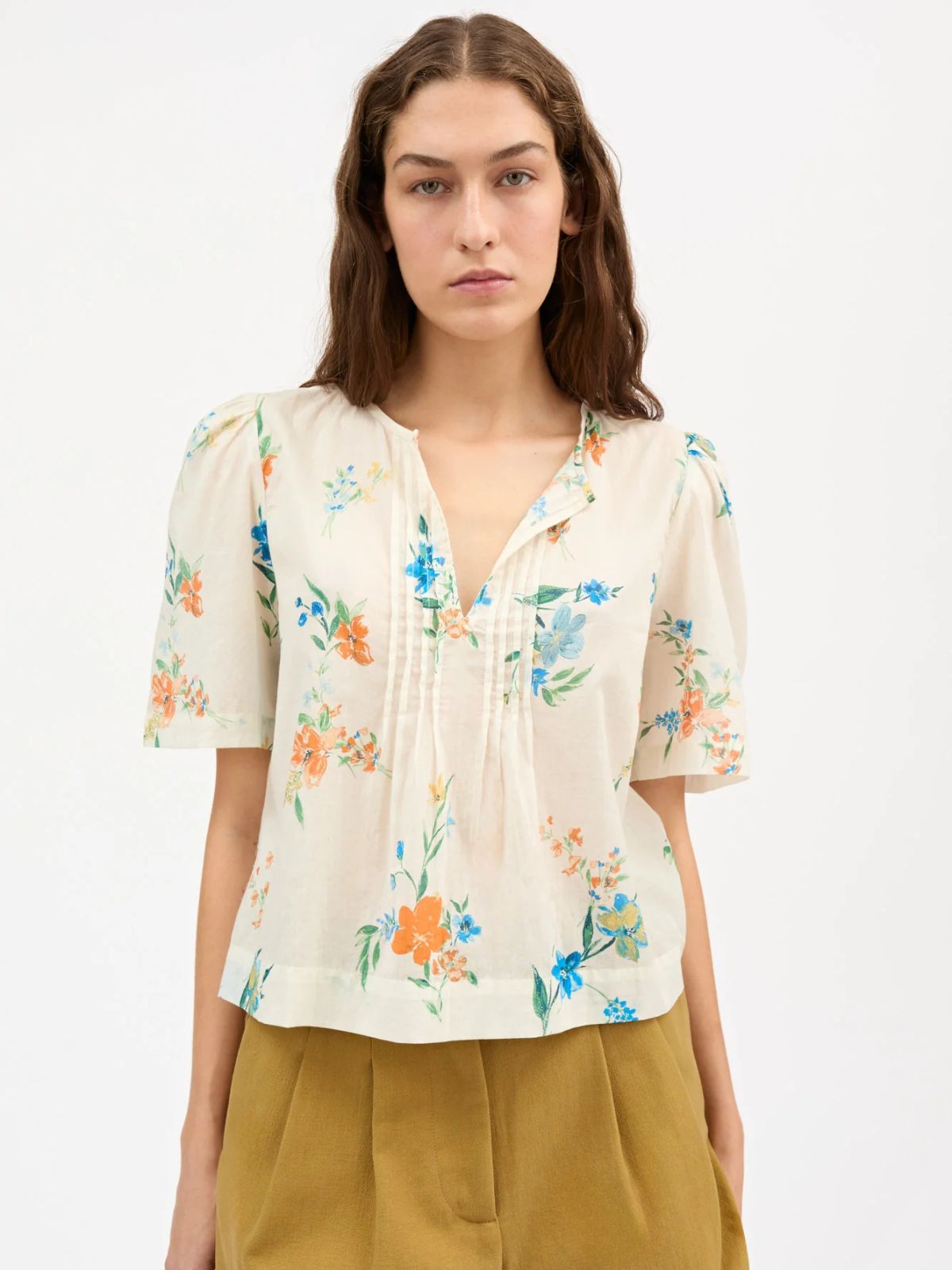 Fiore Flower Frint Blouse - Ecru