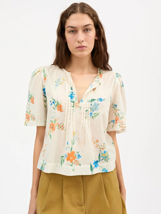 Fiore Flower Frint Blouse - Ecru