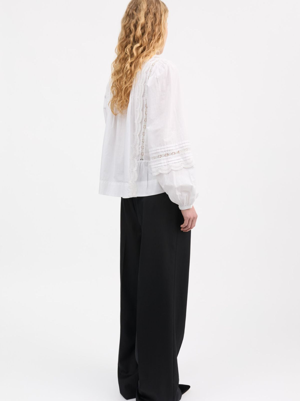 Leaf Embroidered Blouse - White