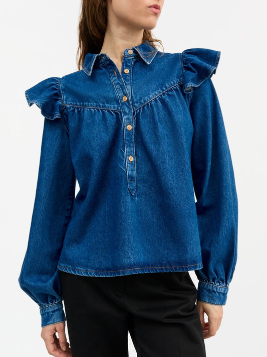 Mille Denim Blouse - Blue