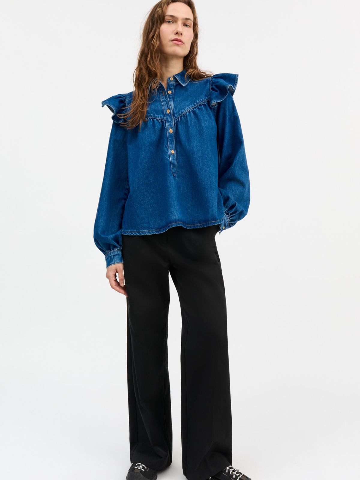Mille Denim Blouse - Blue