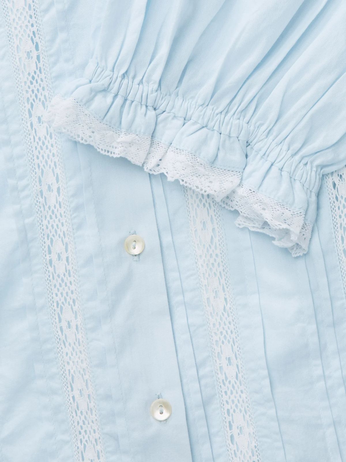 Magnolia Lace Insert Blouse - Light Blue