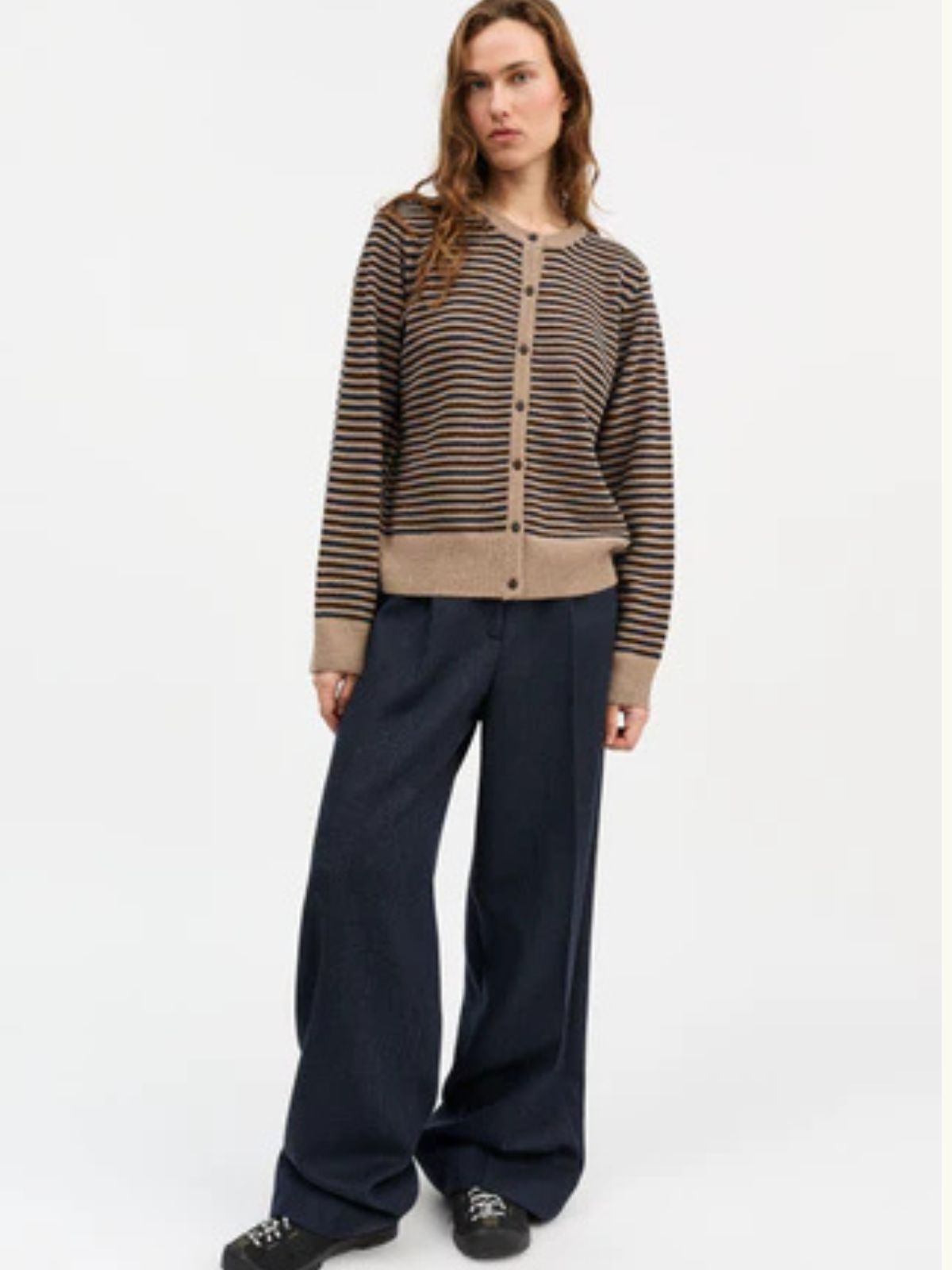 Senna Stripe Cardigan - Navy