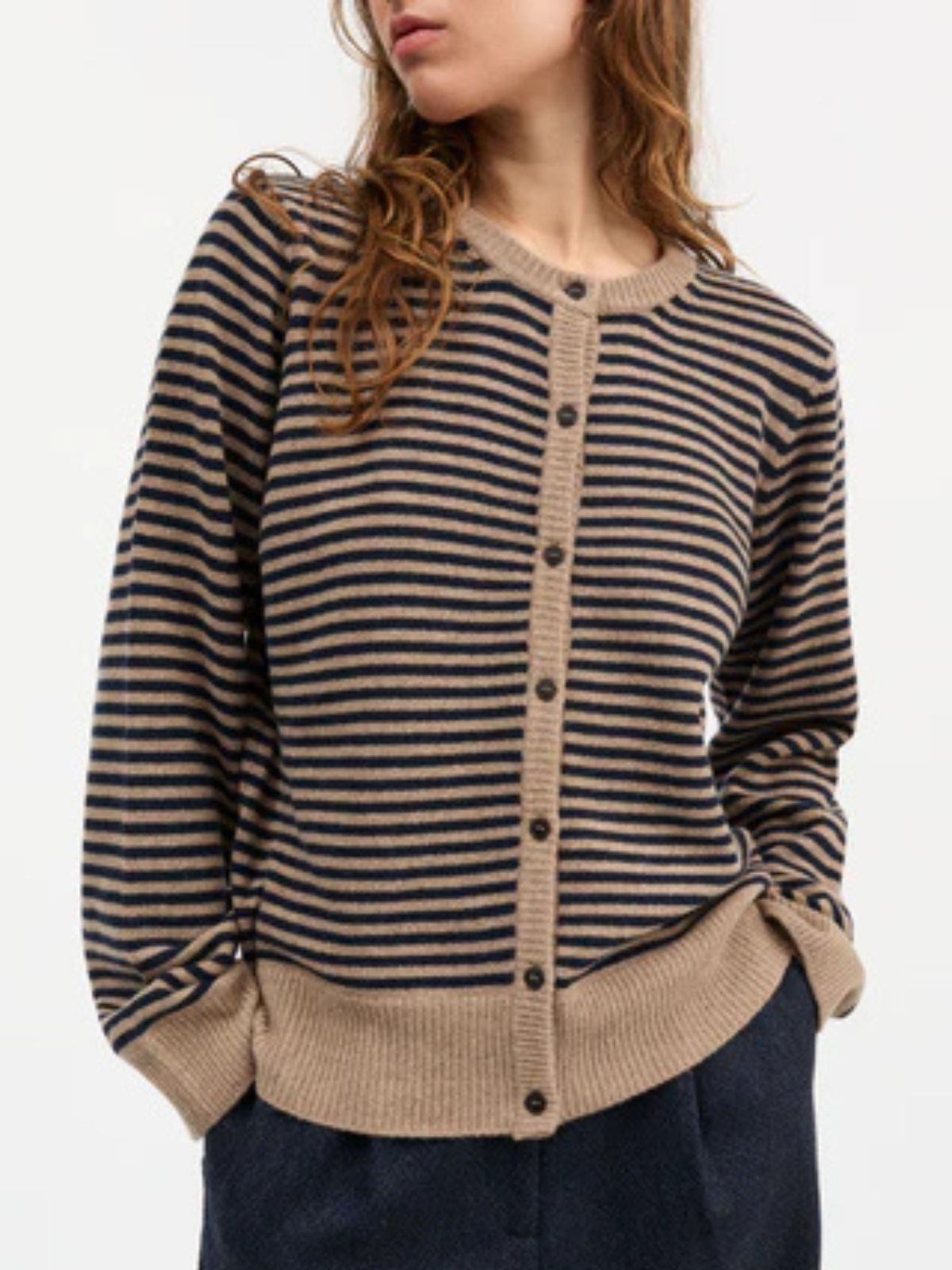 Senna Stripe Cardigan - Navy