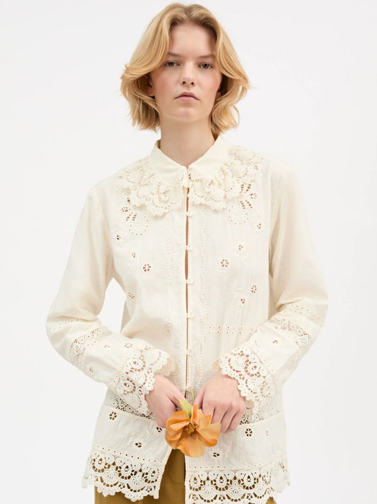 Tallulah Lace Collar Shirt - Ecru