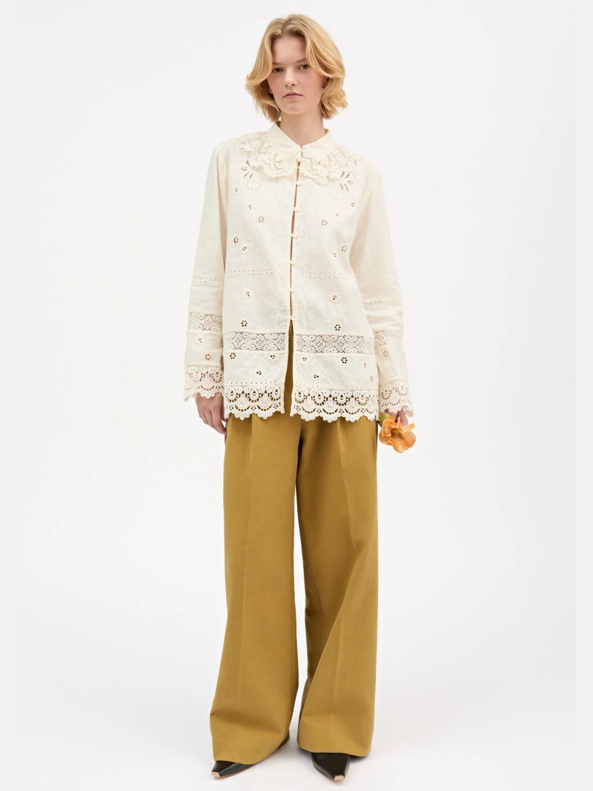 Tallulah Lace Collar Shirt - Ecru