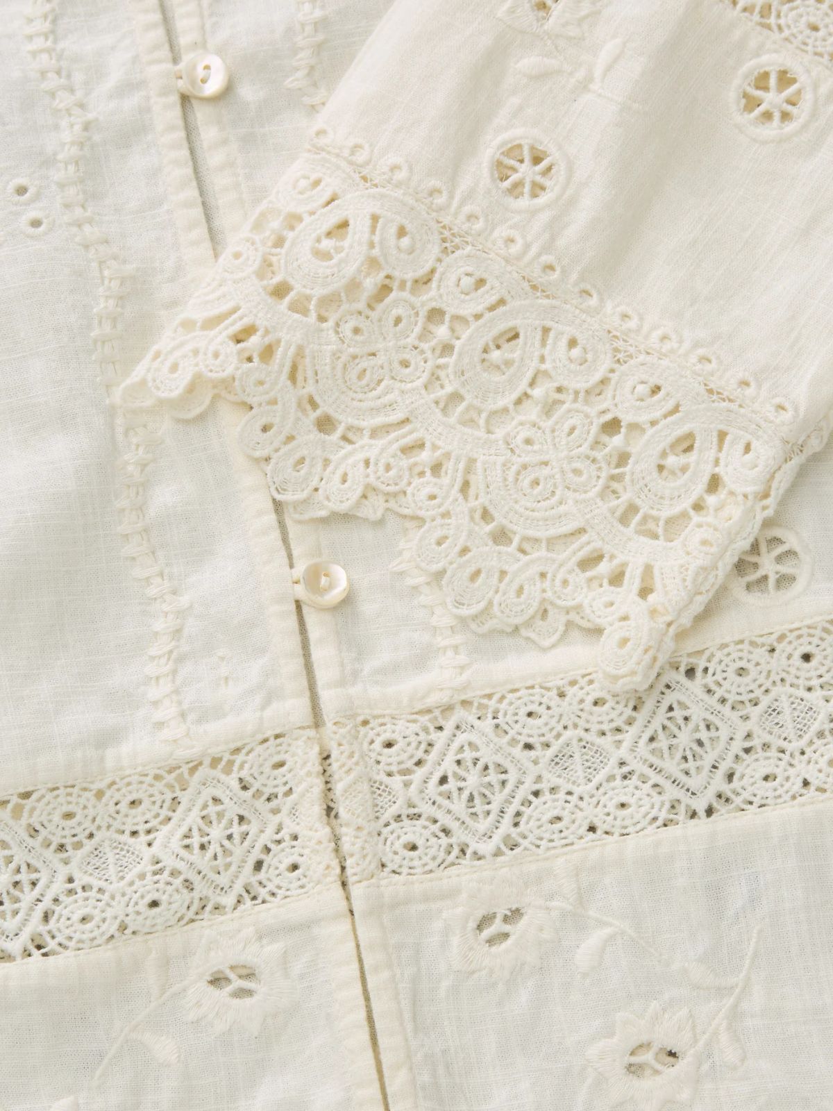 Tallulah Lace Collar Shirt - Ecru
