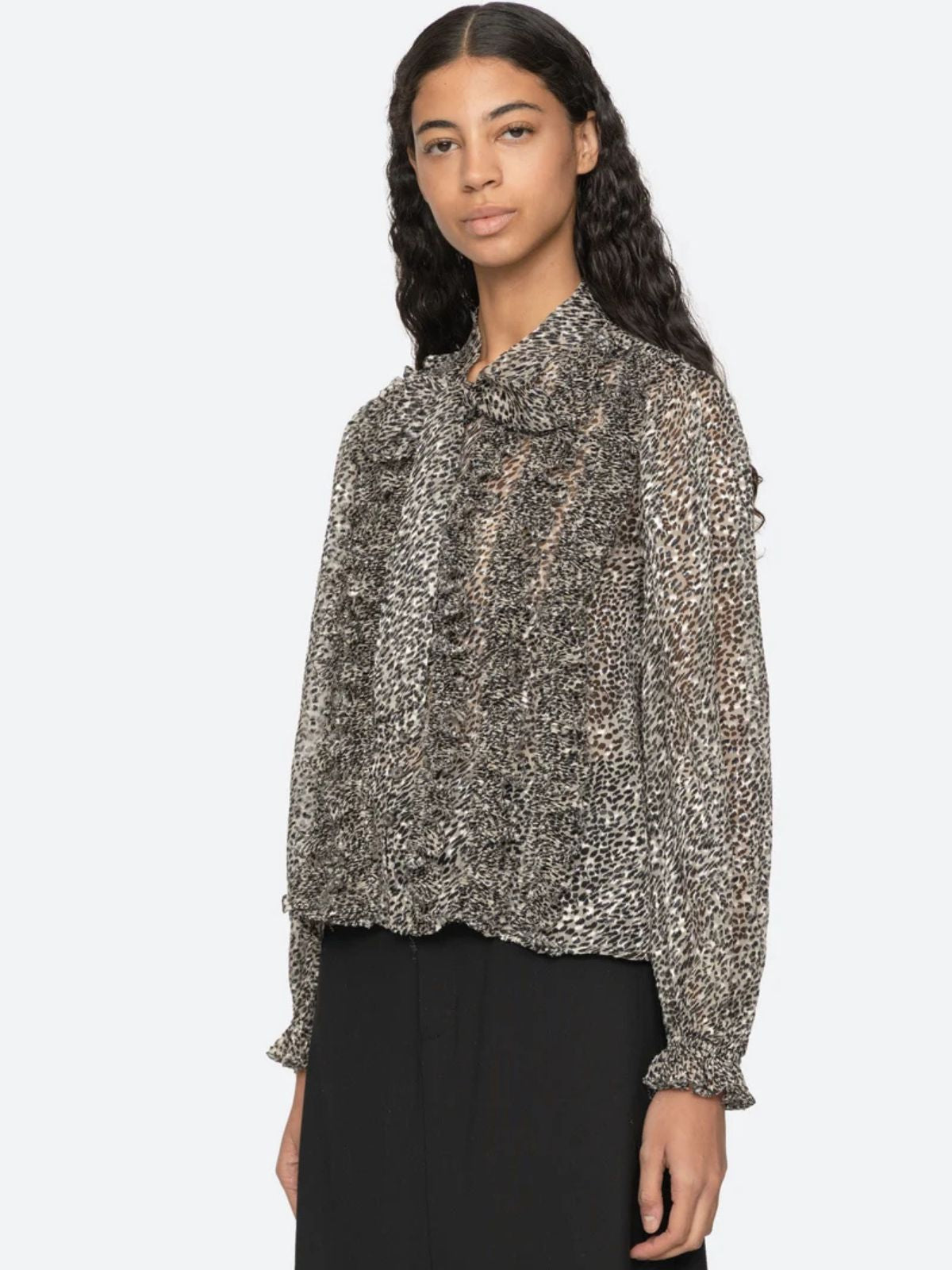 Charlize print Bow Top - Cream