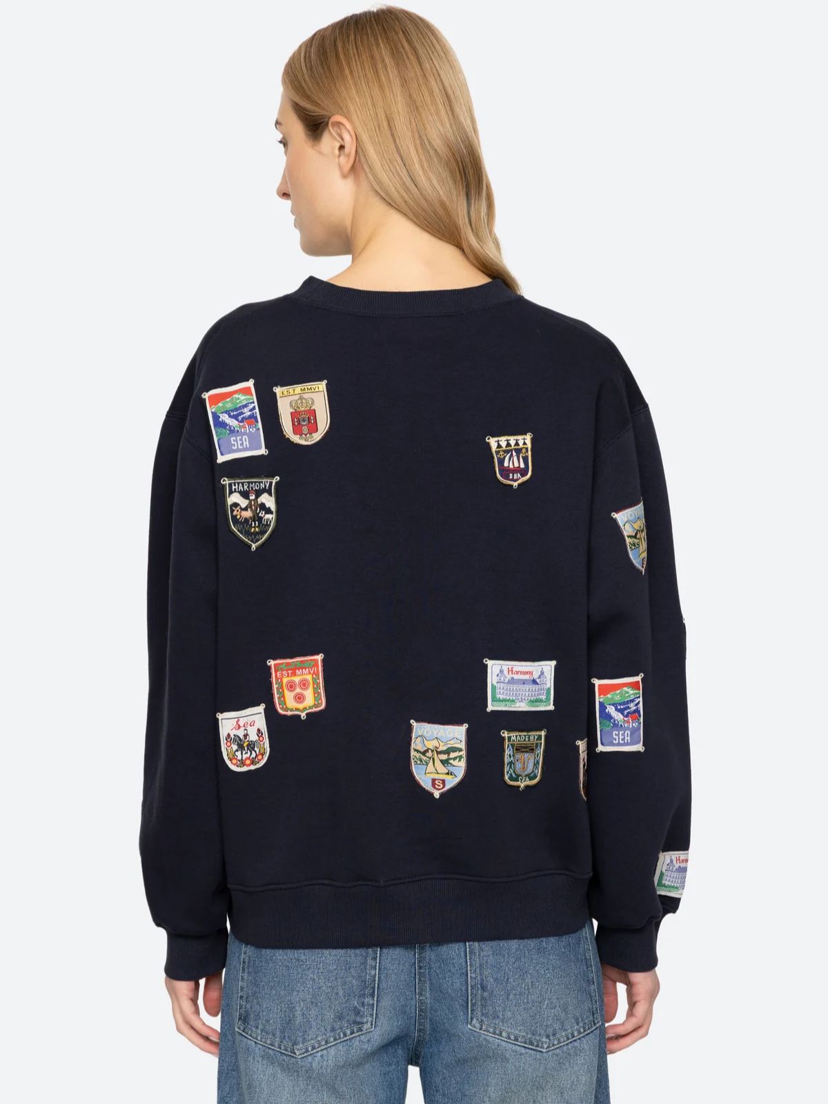 Davis Patchwork Sweatshirt - Navy