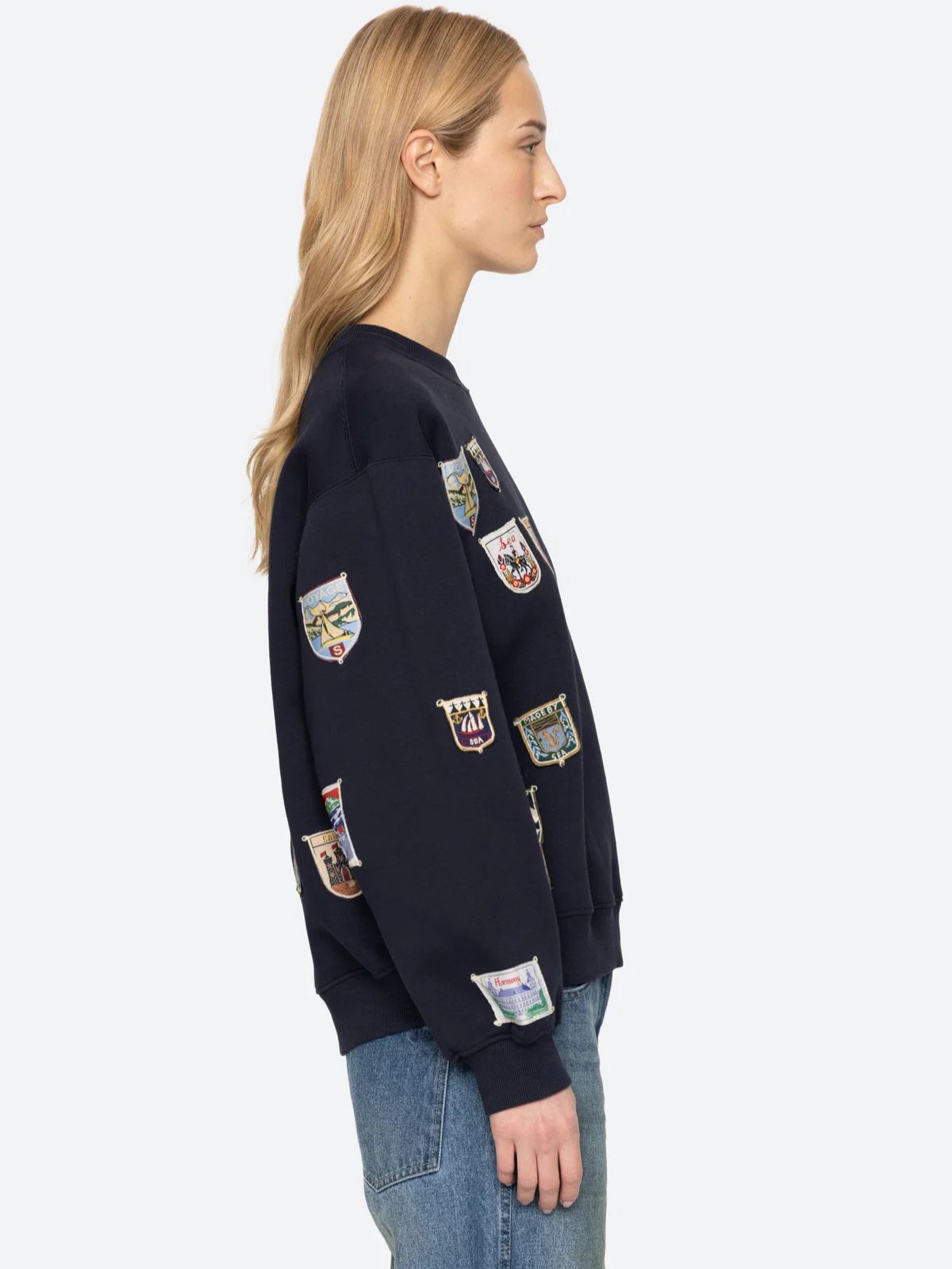 Davis Patchwork Sweatshirt - Navy